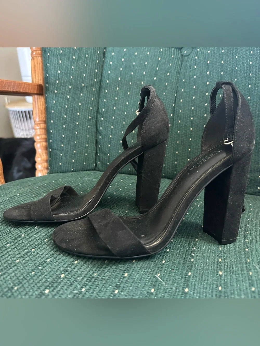 JustFab Lorelei Black Suede Block Heel
